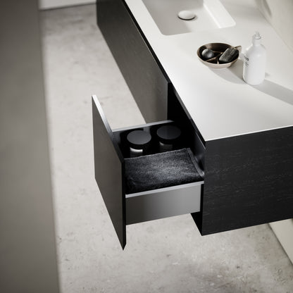 Cubik Black Wood Grain Vanity Unit 1500mm