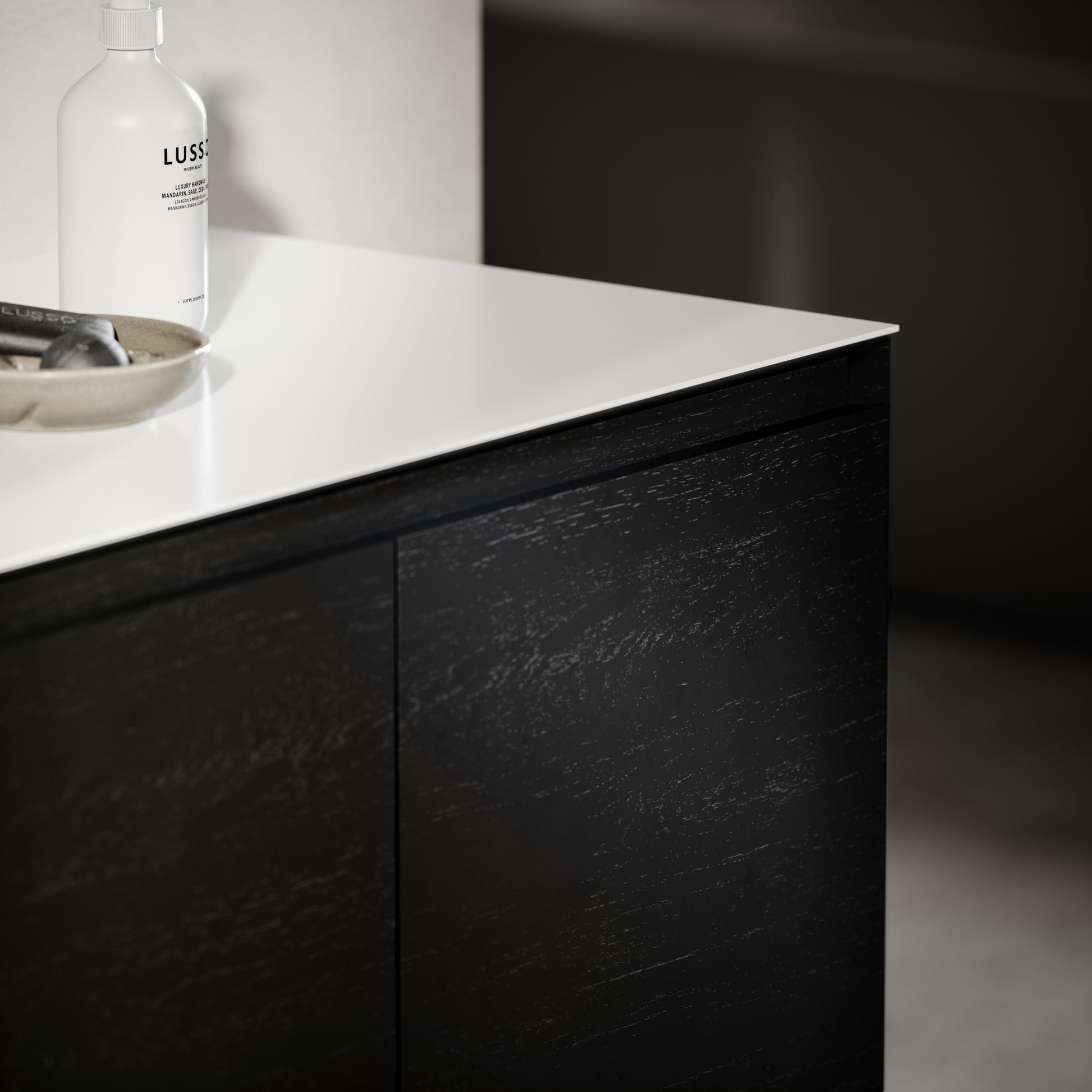 Cubik Black Wood Grain Vanity Unit 1500mm
