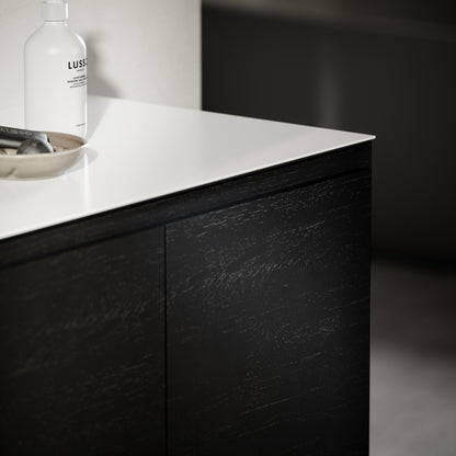 Cubik Black Wood Grain Vanity Unit 1500mm