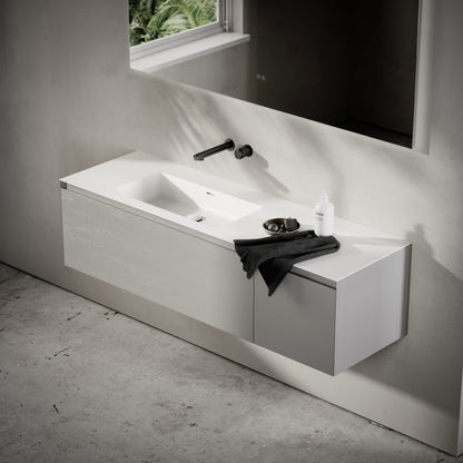 Cubik Pale Grey Wood Grain Vanity Unit 1500mm