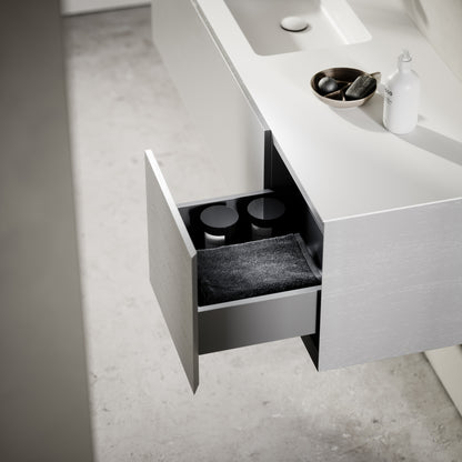 Cubik Pale Grey Wood Grain Vanity Unit 1500mm