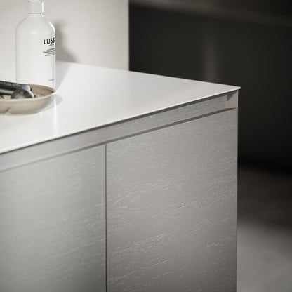 Cubik Pale Grey Wood Grain Vanity Unit 1500mm