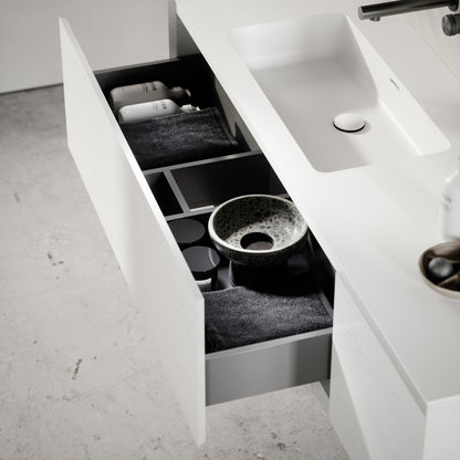 Cubik White Wood Grain Vanity Unit 1500mm