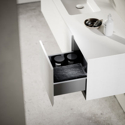 Cubik White Wood Grain Vanity Unit 1500mm