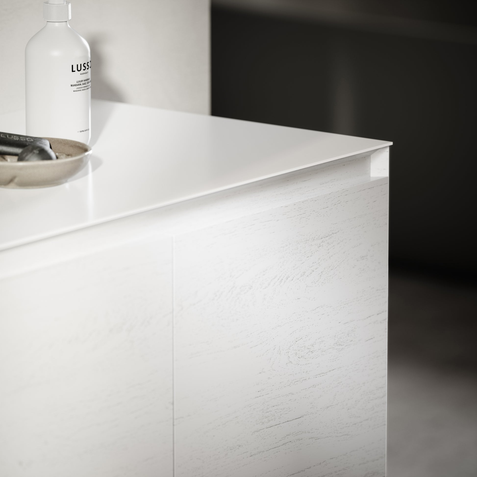 Cubik White Wood Grain Vanity Unit 1500mm