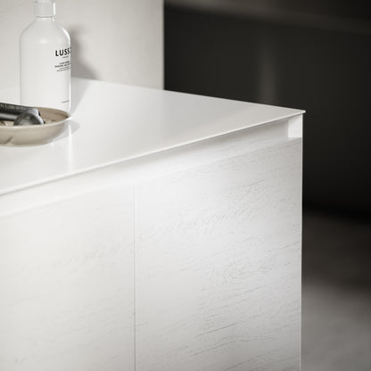 Cubik White Wood Grain Vanity Unit 1500mm