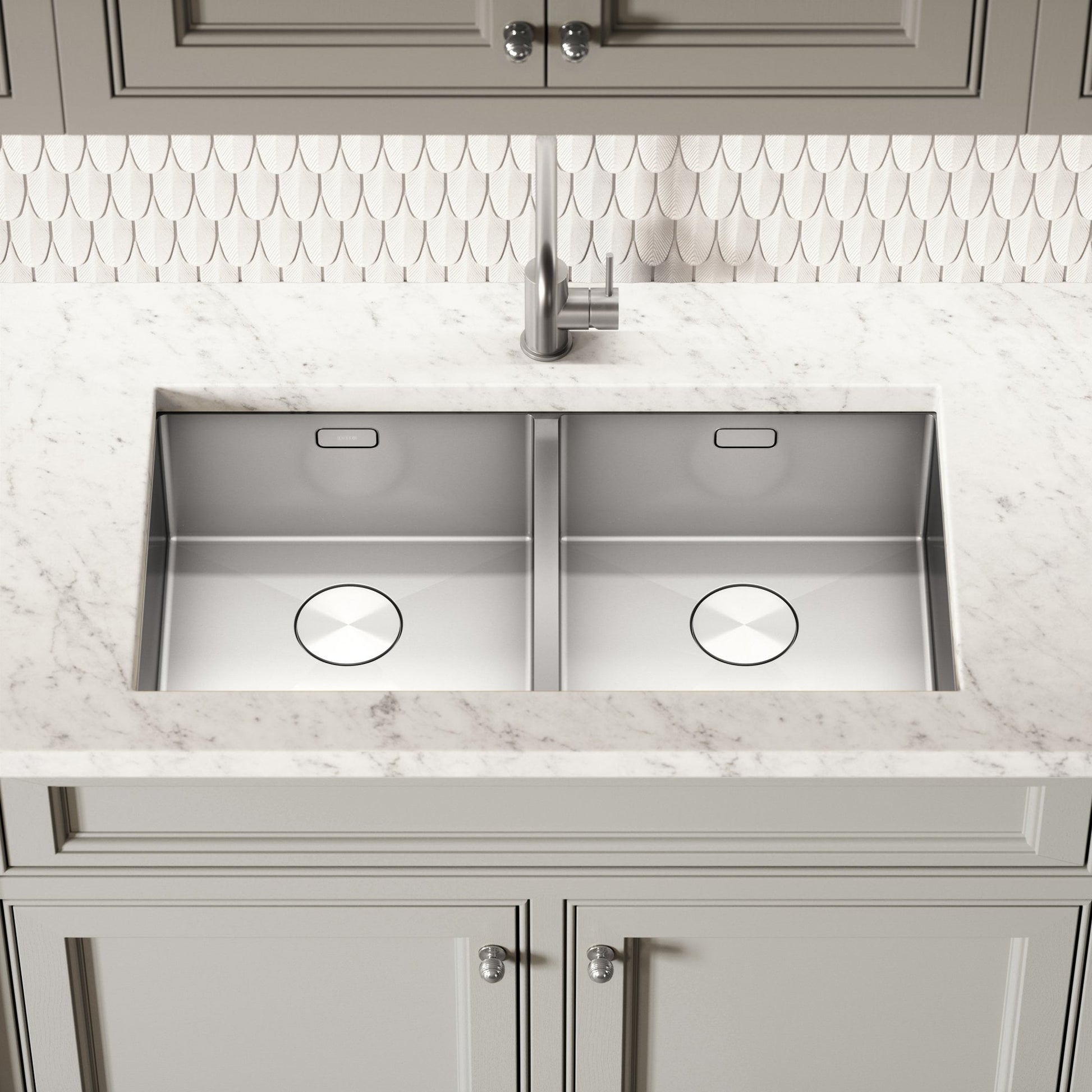 Cubo Brushed Stainless Undermount Double Kitchen Sink
