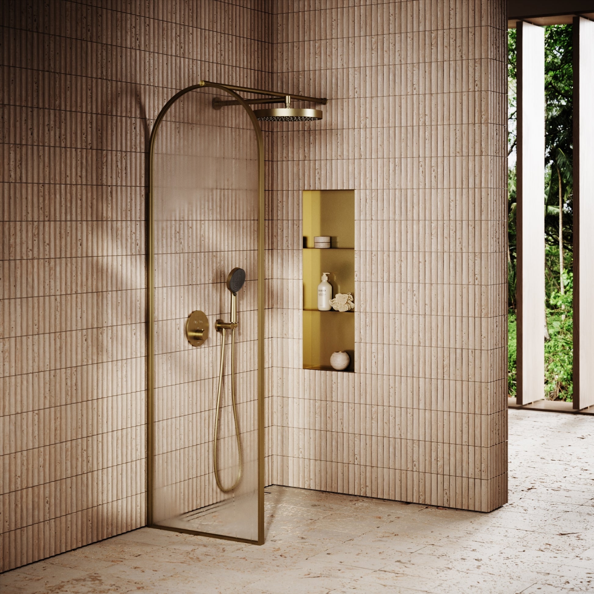 Cubox Frameless Brushed Gold Bathroom Shower Niche 300mm