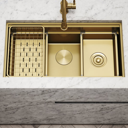 Cullinan Brushed Gold Undermount Workstation Sink 830mm