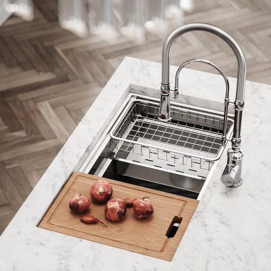 Cullinan Brushed Stainless Undermount Workstation Sink 830mm