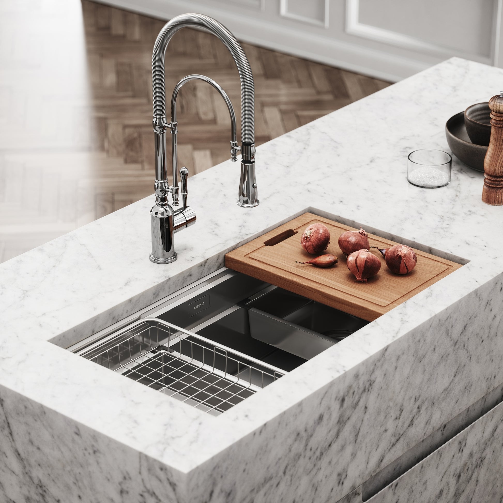 Cullinan Brushed Stainless Undermount Workstation Sink 830mm