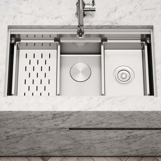 Cullinan Brushed Stainless Undermount Workstation Sink 830mm
