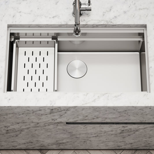 Cullinan Brushed Stainless Undermount Workstation Sink 830mm