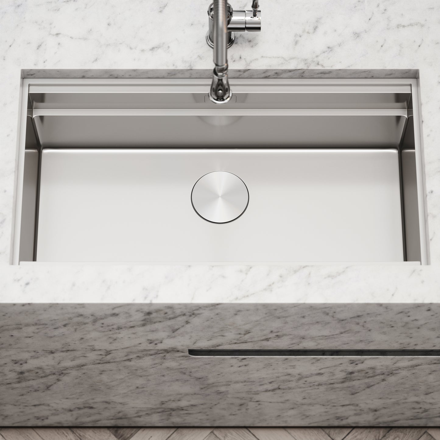 Cullinan Brushed Stainless Undermount Workstation Sink 830mm