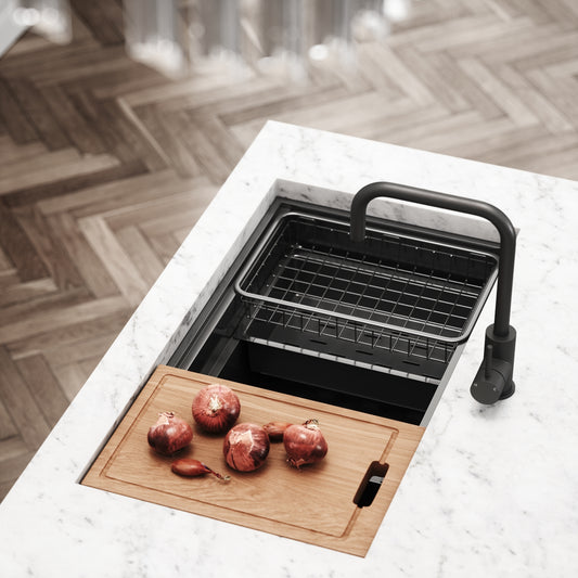 Cullinan Gunmetal Black Undermount Workstation Sink 830mm