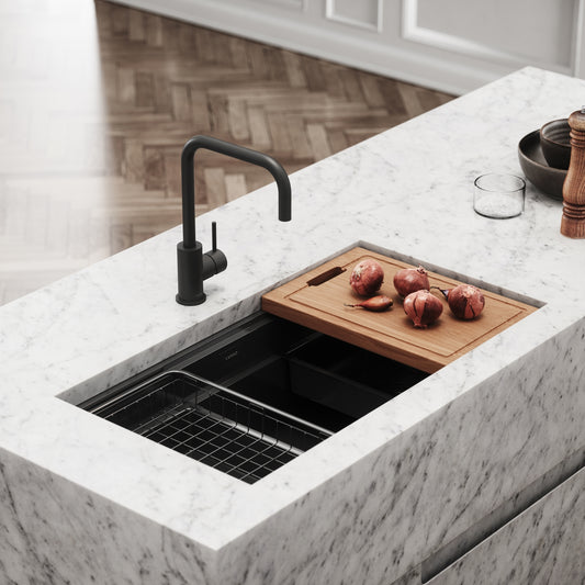 Cullinan Gunmetal Black Undermount Workstation Sink 830mm