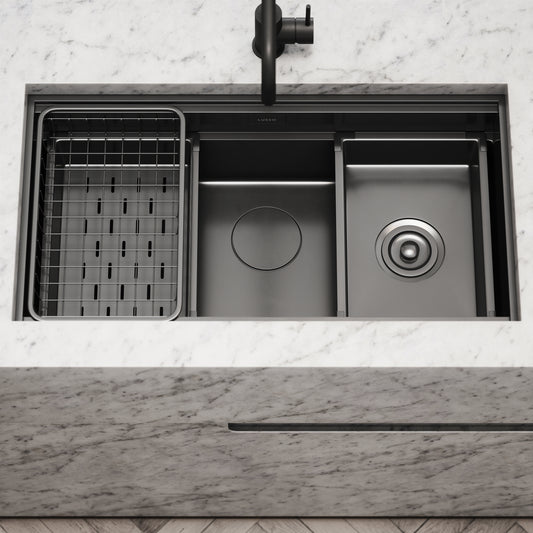 Cullinan Gunmetal Black Undermount Workstation Sink 830mm