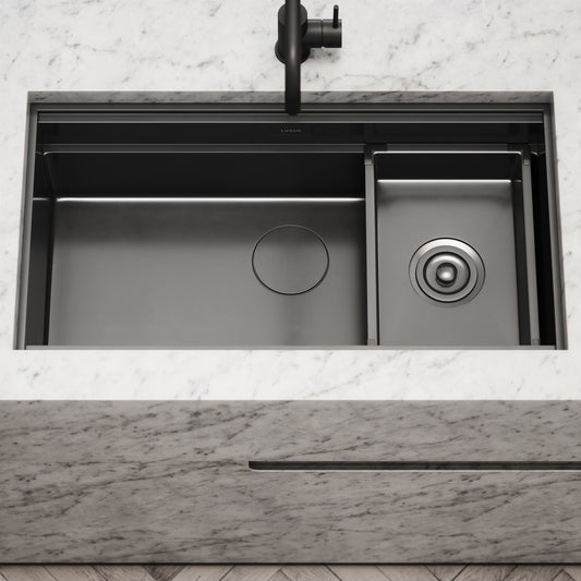 Cullinan Gunmetal Black Undermount Workstation Sink 830mm
