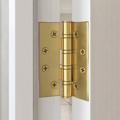 Dali Fluted Brushed Gold Bathroom WC Door Handle Latch and Hinge Bundle