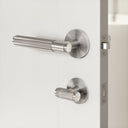 Dali Fluted Brushed Stainless Bathroom WC Door Handle Latch and Hinge Bundle