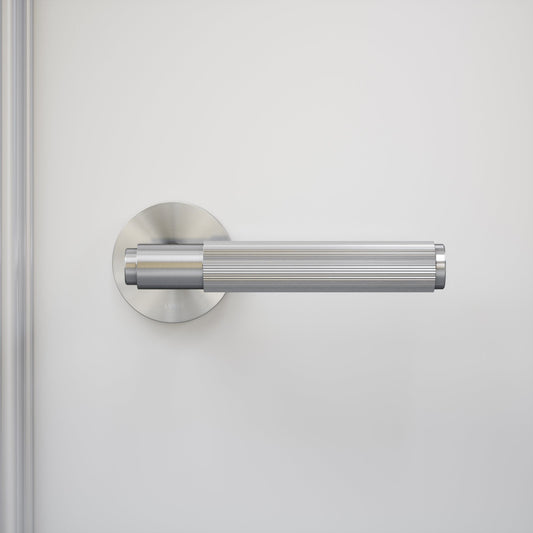 Dali Fluted Brushed Stainless Bathroom WC Door Handle Latch and Hinge Bundle