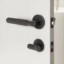 Dali Fluted Matte Black Bathroom WC Door Handle Latch and Hinge Bundle