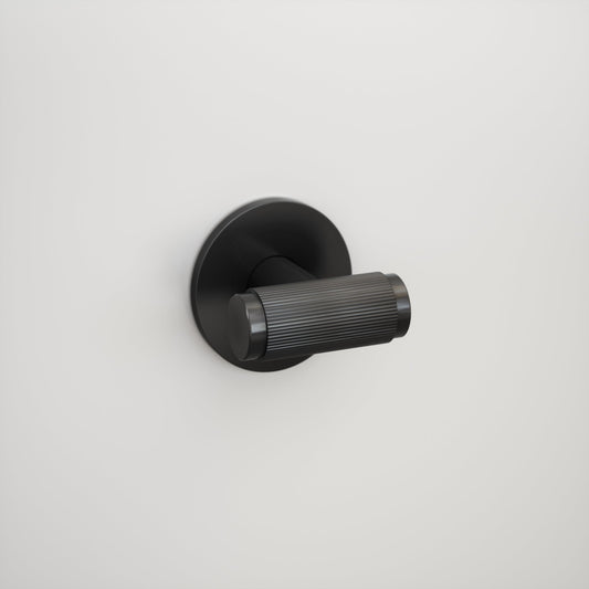 Dali Fluted Matte Black Bathroom WC Door Handle Latch and Hinge Bundle