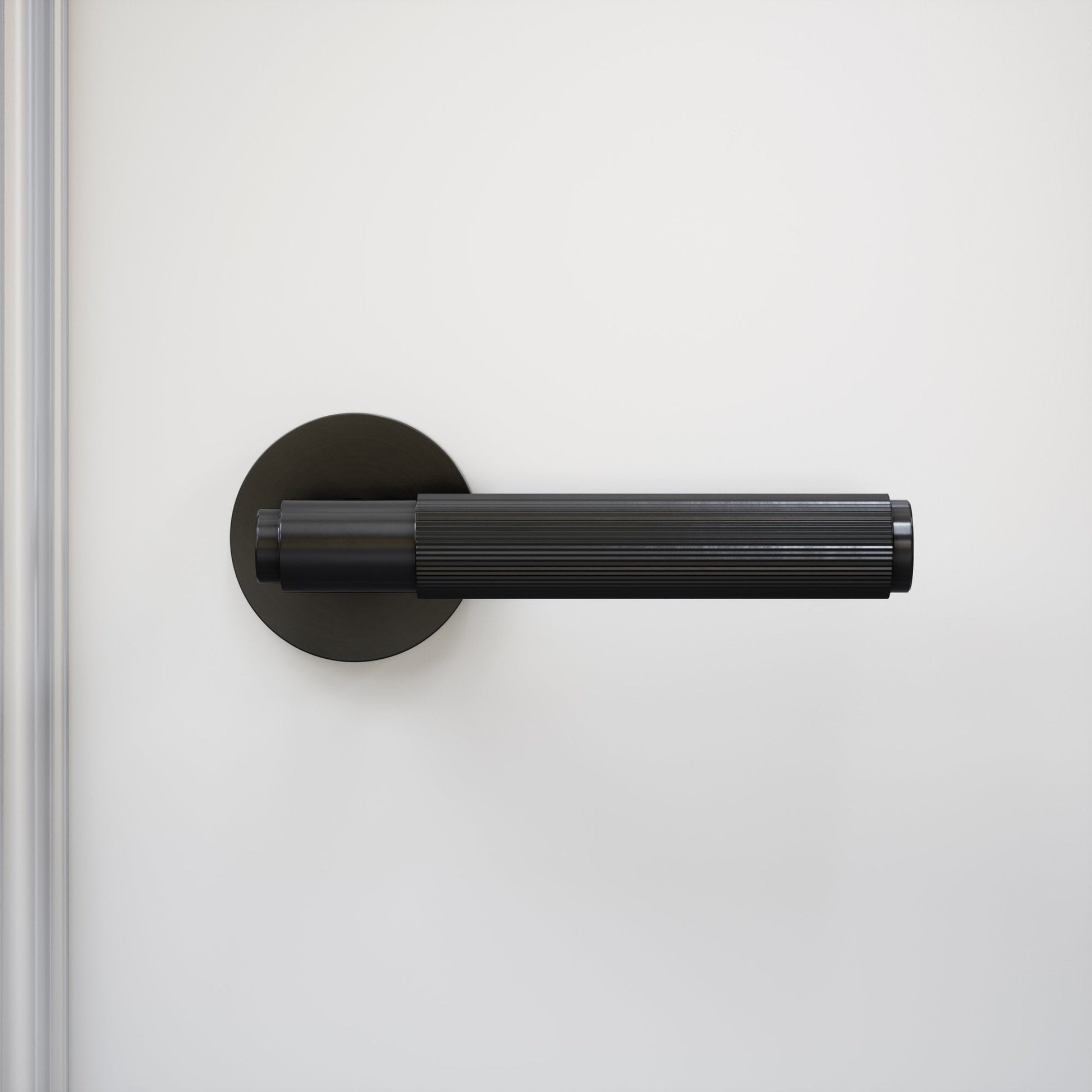 Dali Fluted Matte Black Bathroom WC Door Handle Latch and Hinge Bundle