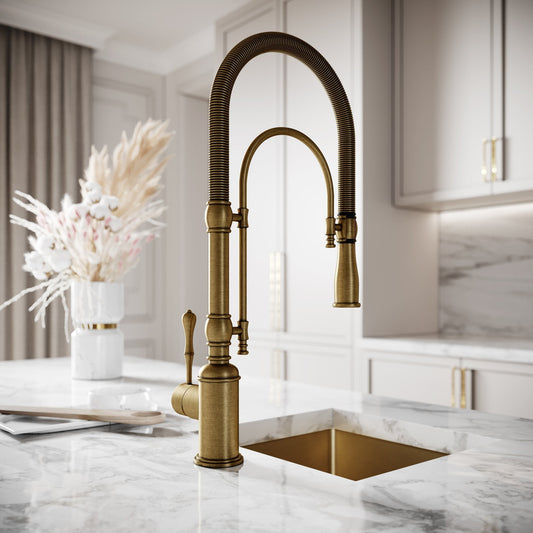 Deco Claridge Aged Bronze Traditional Pull Out Kitchen Mixer Tap