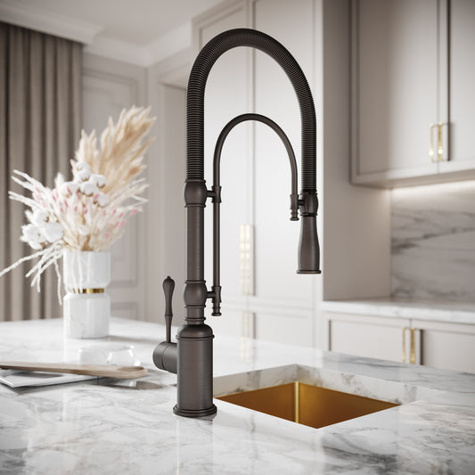 Deco Claridge Deep Bronze Traditional Pull Out Kitchen Mixer Tap