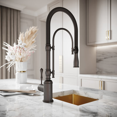 Deco Claridge Deep Bronze Traditional Pull Out Kitchen Mixer Tap