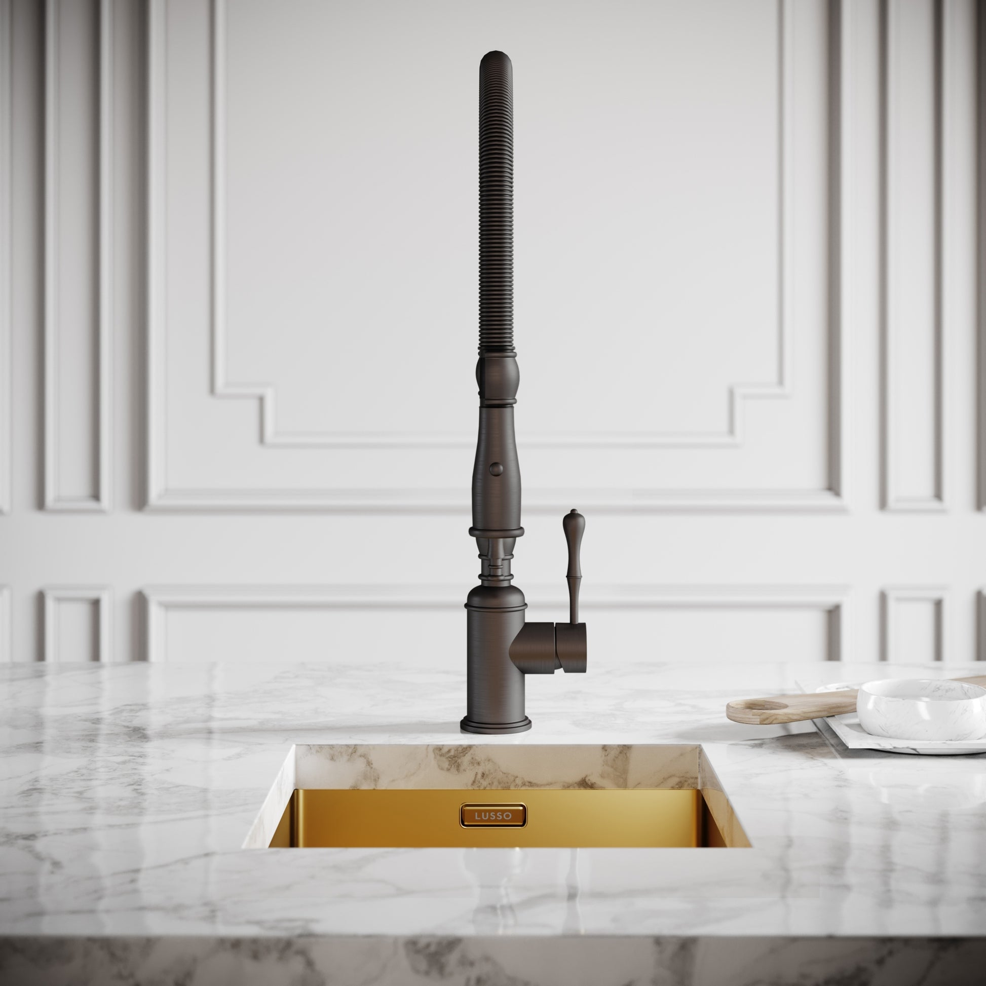 Deco Claridge Deep Bronze Traditional Pull Out Kitchen Mixer Tap