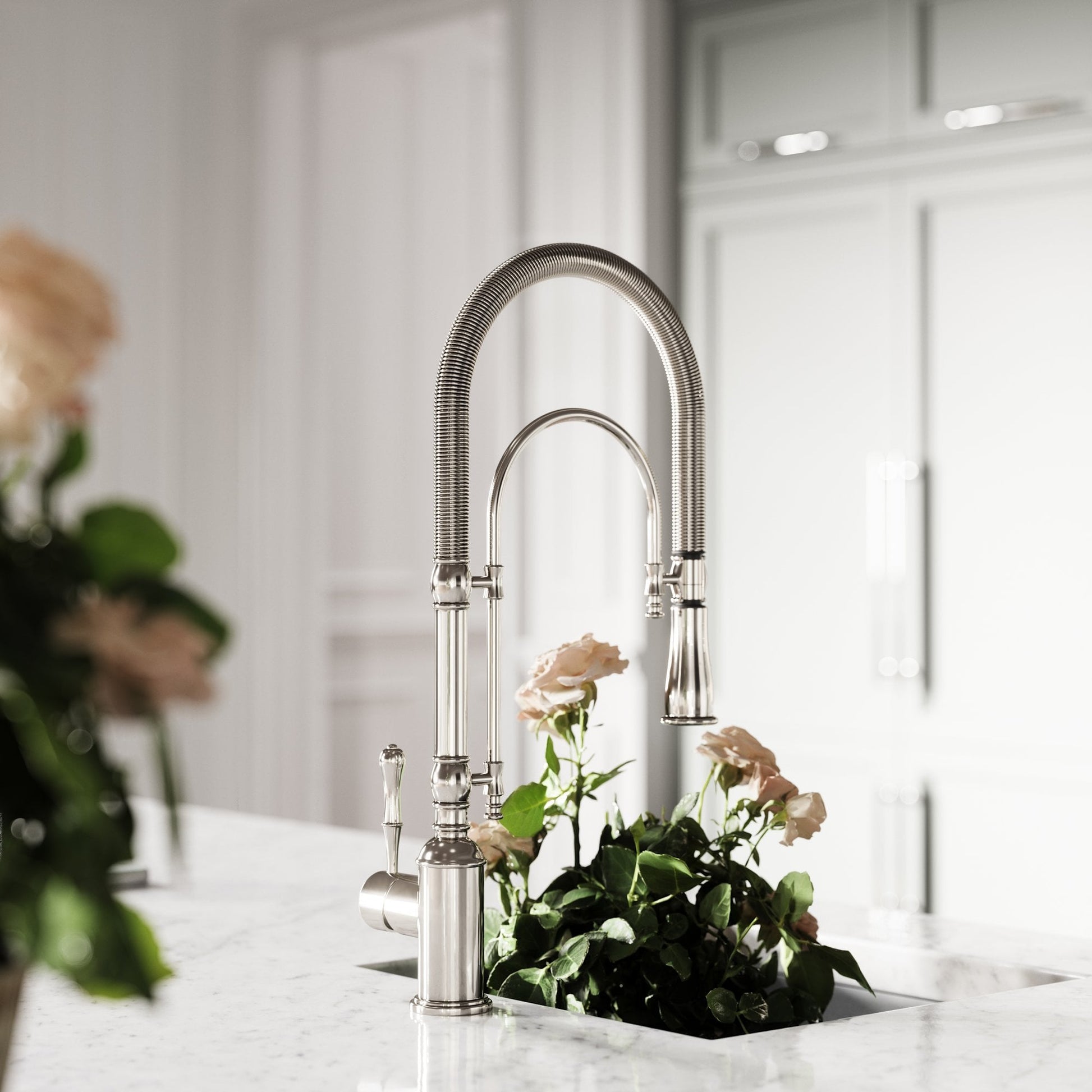 Deco Claridge Polished Nickel Traditional Pull Out Kitchen Mixer Tap
