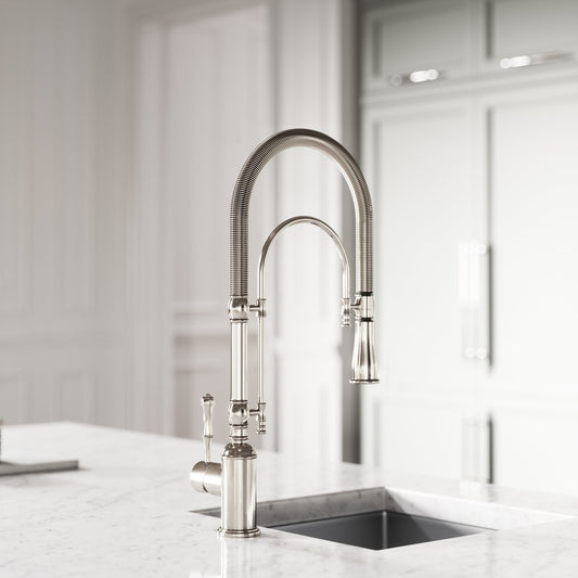 Deco Claridge Polished Nickel Traditional Pull Out Kitchen Mixer Tap