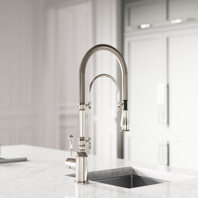 Deco Claridge Polished Nickel Traditional Pull Out Kitchen Mixer Tap