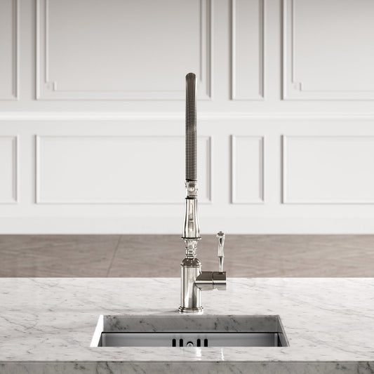 Deco Claridge Polished Nickel Traditional Pull Out Kitchen Mixer Tap