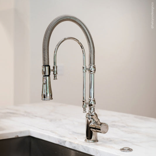 Deco Claridge Polished Nickel Traditional Pull Out Kitchen Mixer Tap