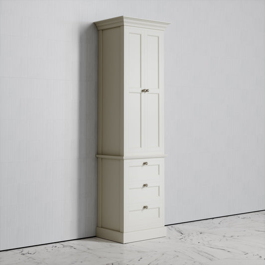 Deco Harland Velvet Matte Cream Floorstanding Storage Cabinet