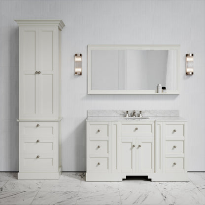 Deco Harland Velvet Matte Cream Floorstanding Storage Cabinet