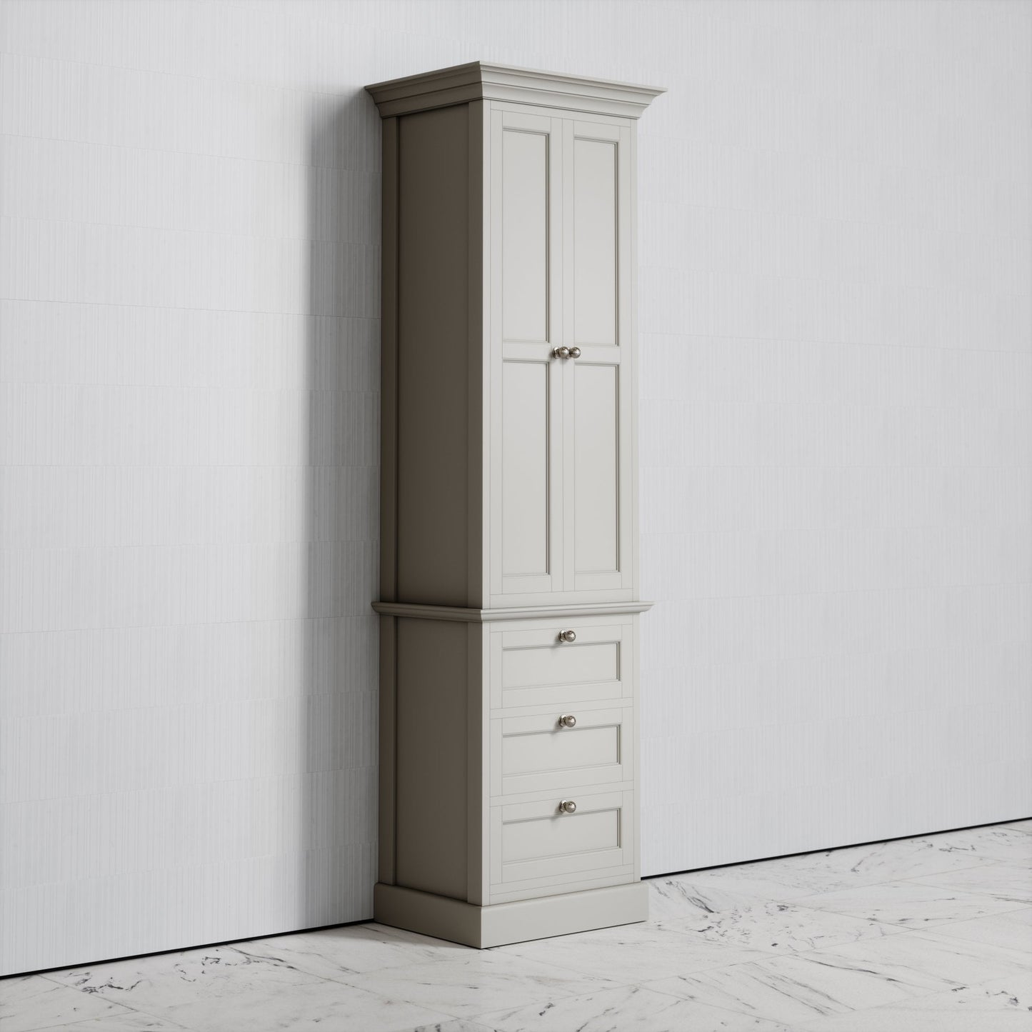 Deco Harland Velvet Matte Stone Floorstanding Storage Cabinet