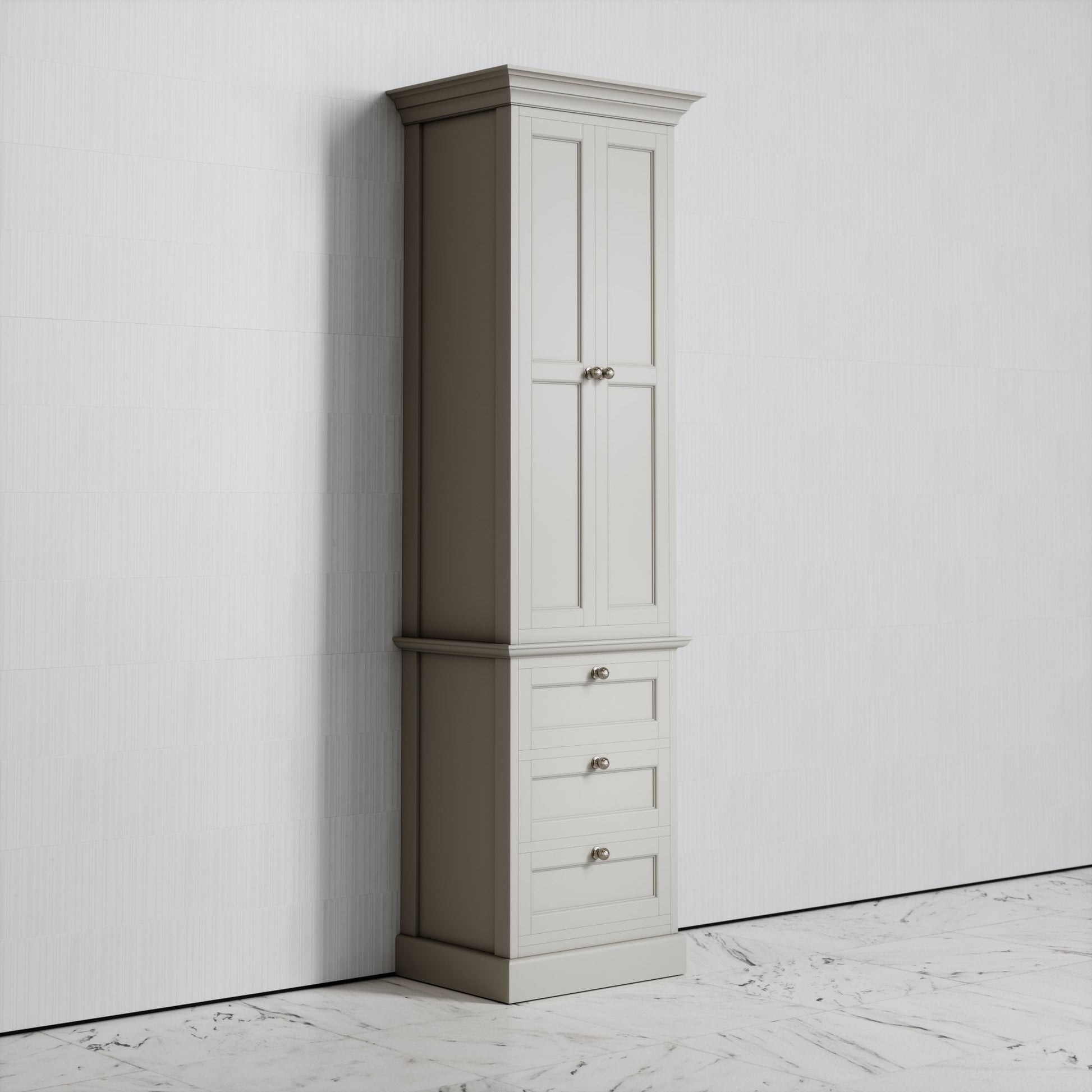Deco Harland Velvet Matte Stone Floorstanding Storage Cabinet