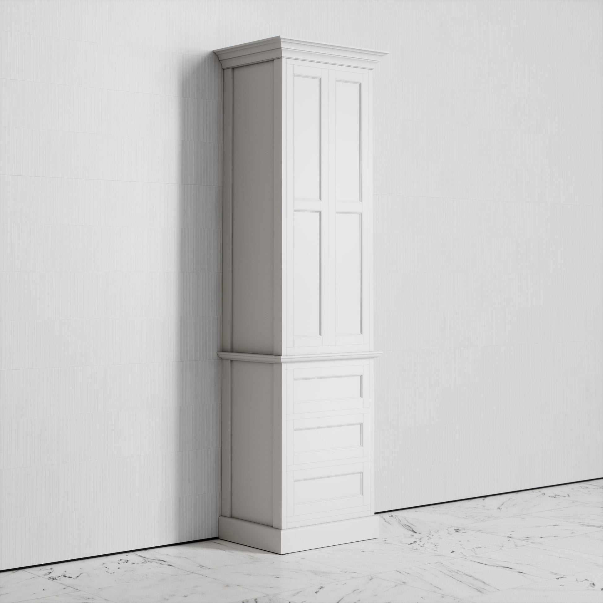 Deco Harland Velvet Matte White Floorstanding Storage Cabinet