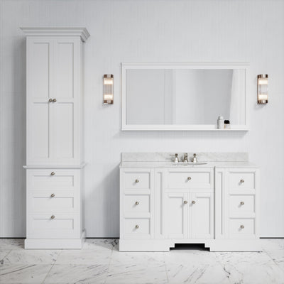 Deco Harland Velvet Matte White Floorstanding Storage Cabinet