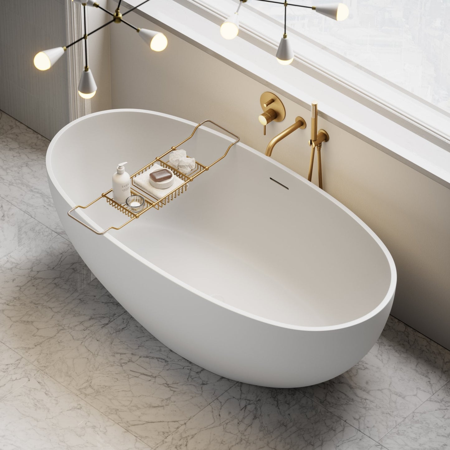 Decor Brushed Gold Bath Caddy Rack (830-930mm)