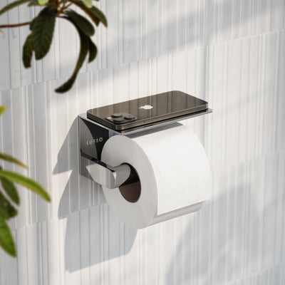 Deka Chrome Toilet Roll Holder with Shelf