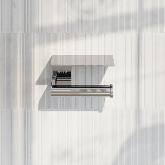 Deka Chrome Toilet Roll Holder with Shelf