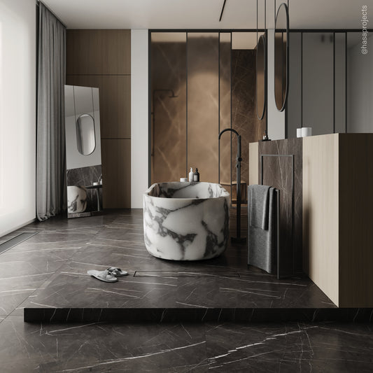 Designo Arabescato Marble Freestanding Stone Bath 1780mm