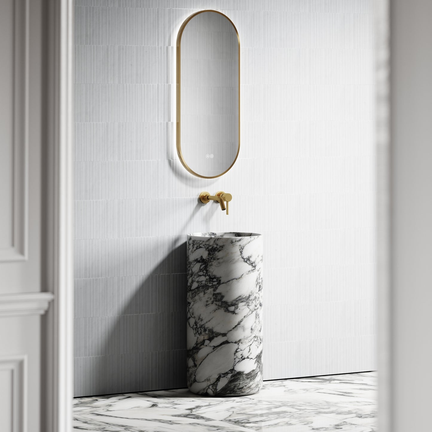 Designo Arabescato Marble Pedestal Basin 400mm
