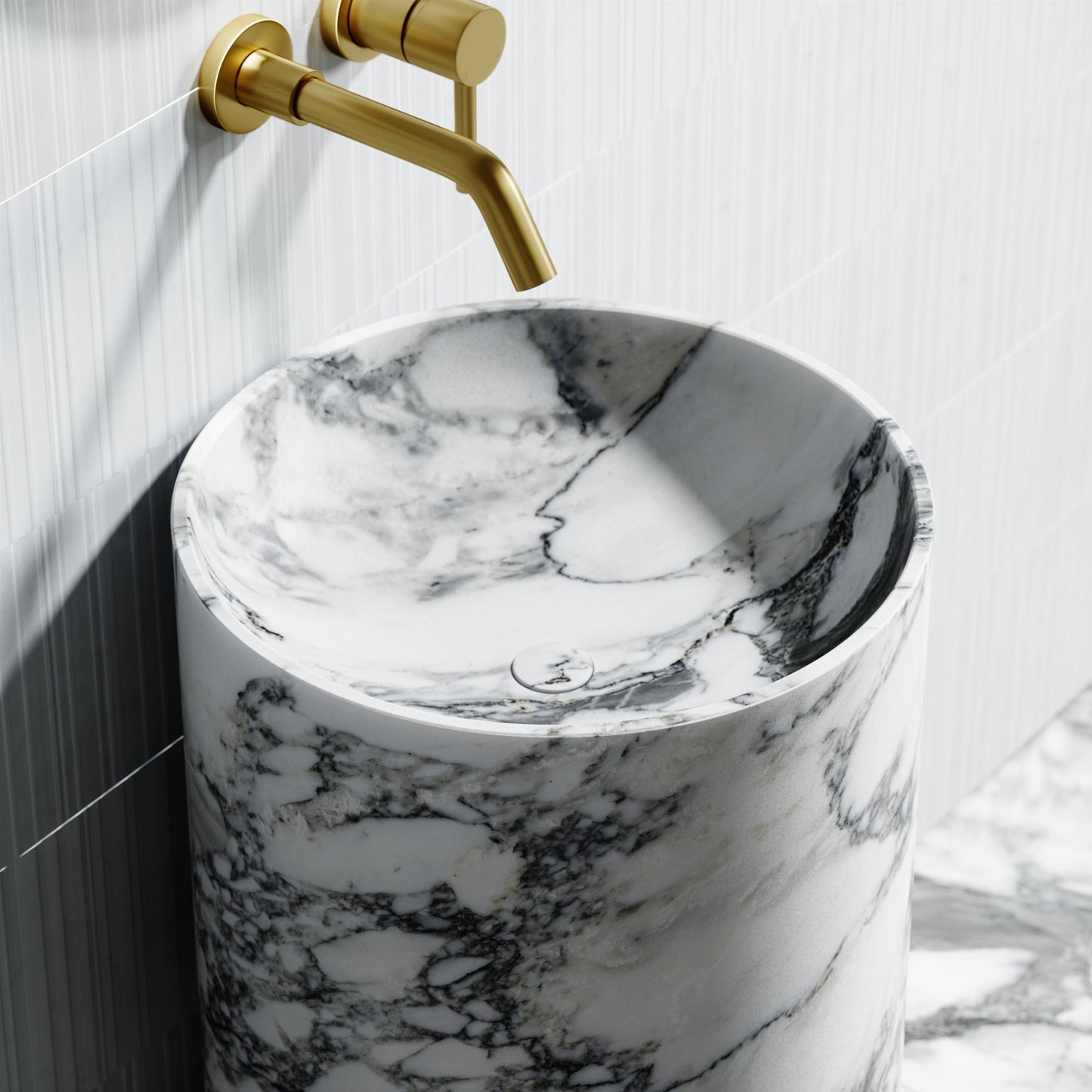 Designo Arabescato Marble Pedestal Basin 400mm