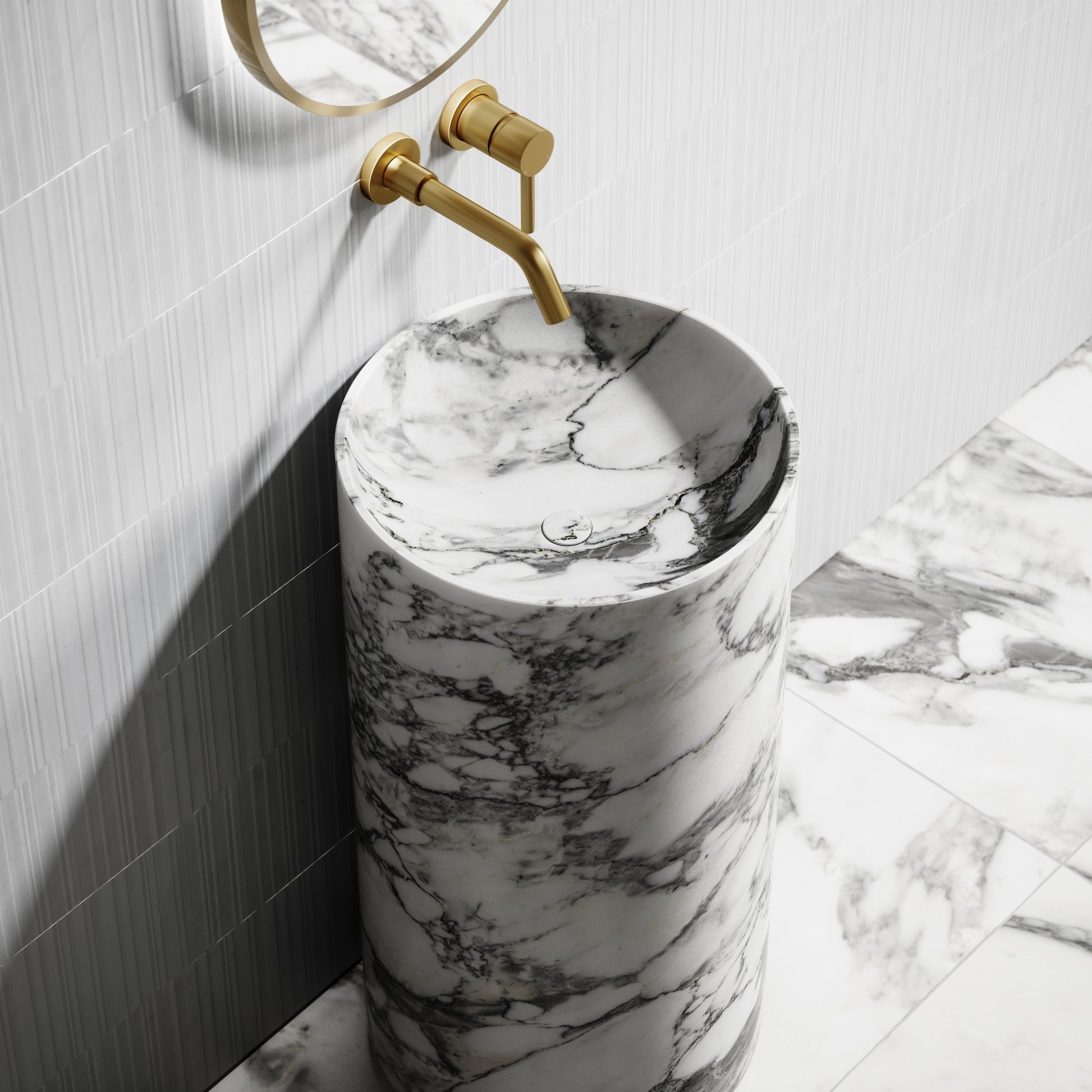 Designo Arabescato Marble Pedestal Basin 400mm